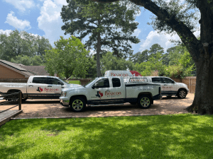Beacon Restoration Services' fleet of company vehicles fully equipped and prepared to handle property disaster damage.