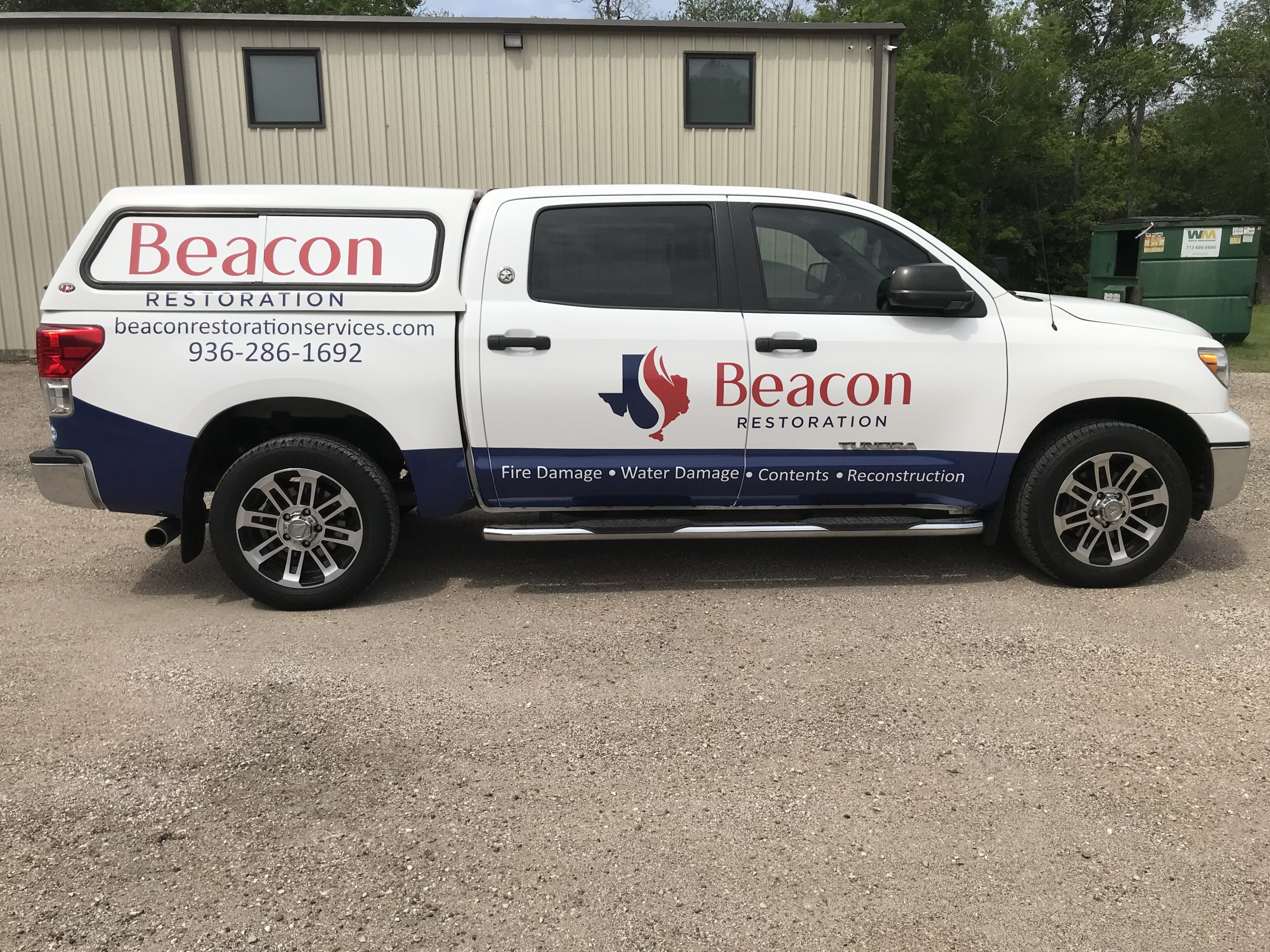 Beacon Restoration Services' response car, ensuring quick assistance in emergency situations such as Commercial Water Damage.