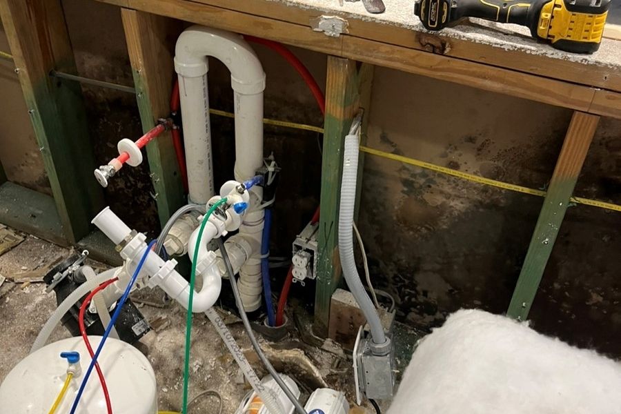 Mold growth visible after a pipe leak